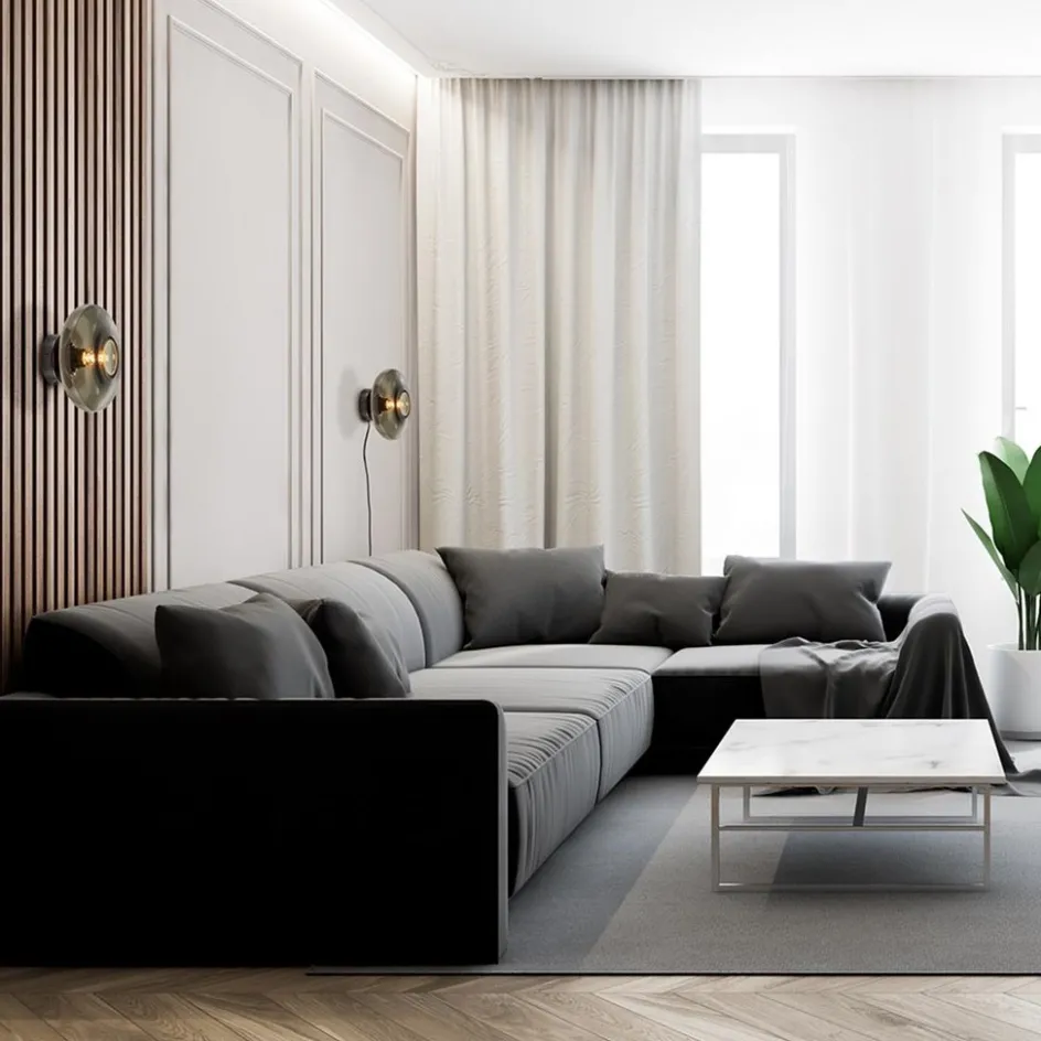 Wandlamp Hoseki zwart + smoke glas>Straluma Online