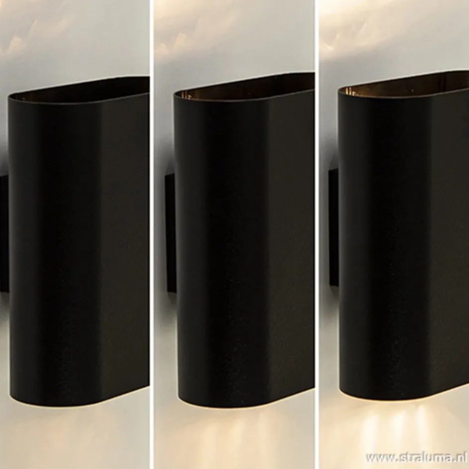 Wandlamp ovaal zwart 2xe14>Straluma Discount