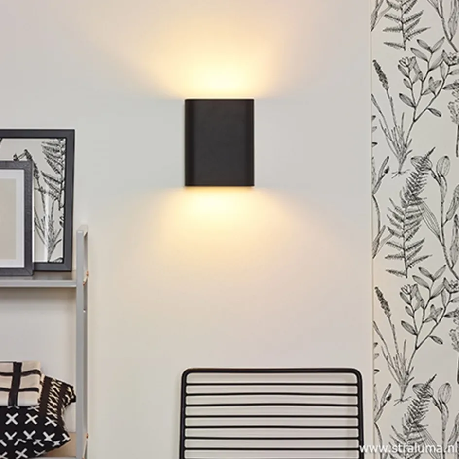 Wandlamp ovaal zwart 2xe14>Straluma Discount