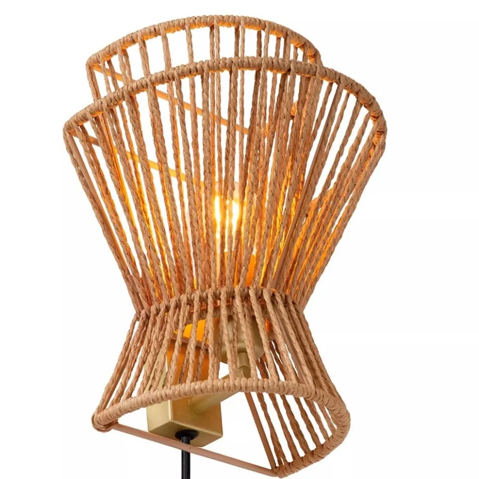 Wandlamp papier naturel met mat goud>Straluma Clearance