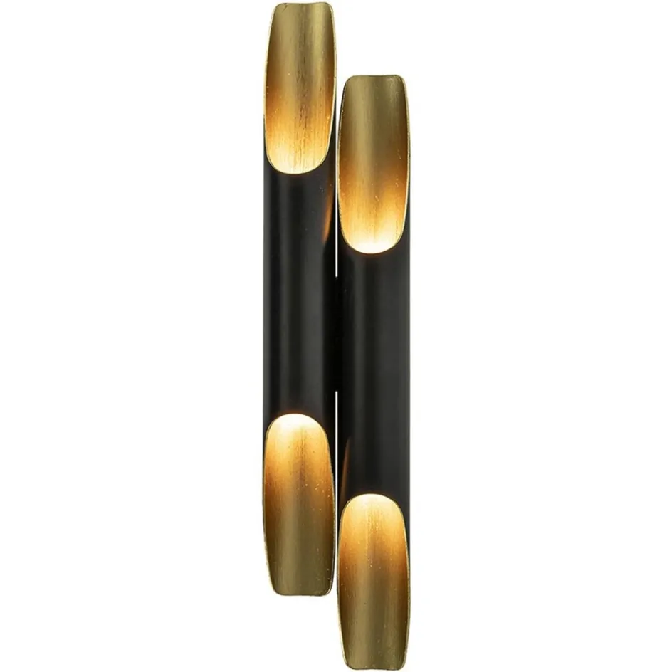 Wandlamp Pipes 48cm zwart/matgoud>Straluma Hot
