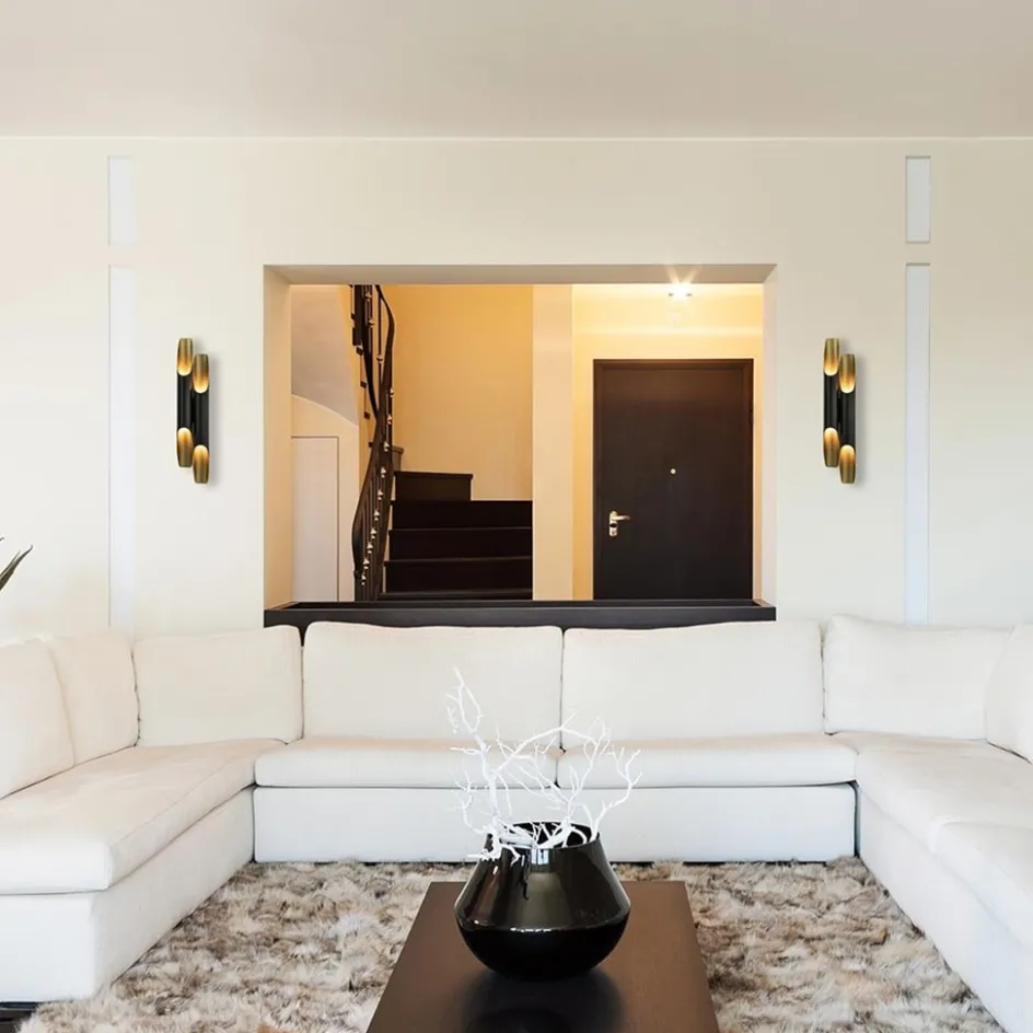 Wandlamp Pipes 48cm zwart/matgoud>Straluma Hot