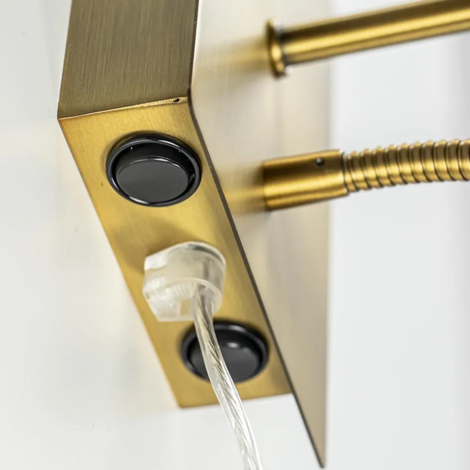 Wandlamp Regina antiek brons met leesarm exclusief kap>Straluma Clearance