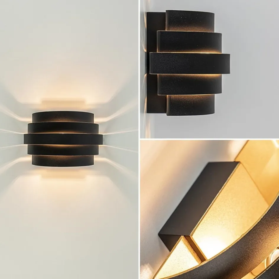 Wandlamp Scudo zwart/goud 20cm>Straluma