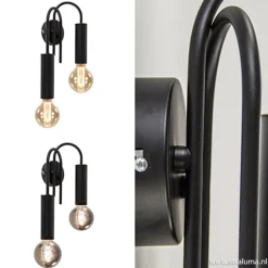 Wandlamp toog dubbel zwart><noscript><img width=