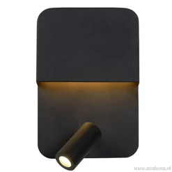 Wandlamp zwart + leesspot en usb><noscript><img width=