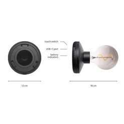 Wandlamp zwart met smoke dimbaar/oplaadbaar>Straluma