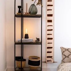 Zwart houten tafellamp oplaadbaar met helder glas></noscript>Straluma Discount