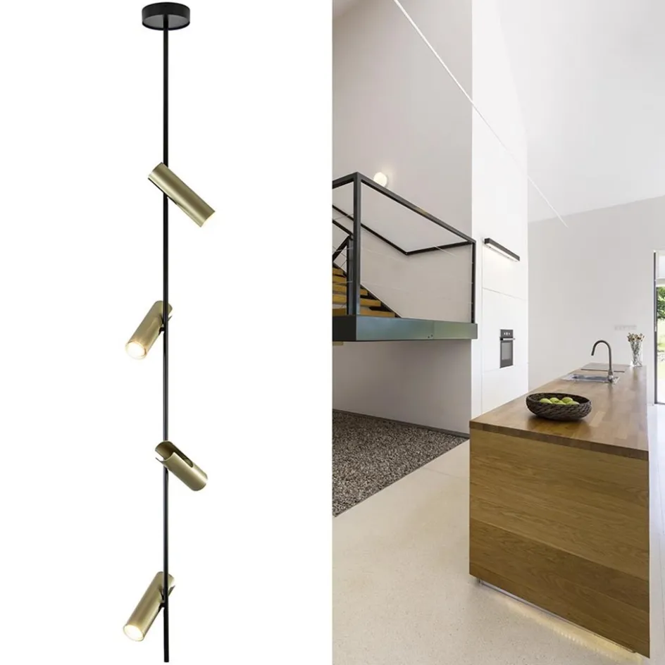 Zwart met gouden plafondspot 4-lichts groot>Straluma Discount