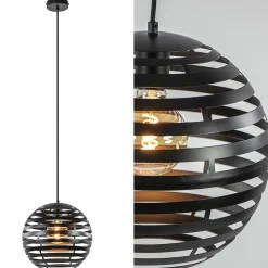Zwart metalen hanglamp bol 30 cm>Straluma Sale