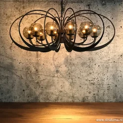 Zwart metalen hanglamp met smoke glas>Straluma Best