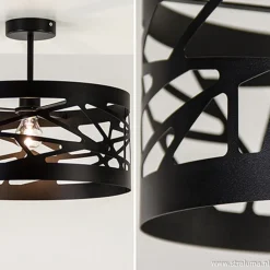 Zwart metalen plafondlamp Scandinavisch></noscript>Straluma Best