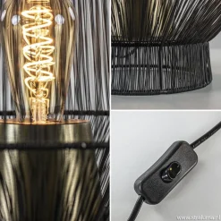 Zwart metalen tafellamp Vitora met brons><noscript><img width=