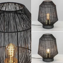 Zwart metalen tafellamp Vitora met brons><noscript><img width=