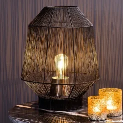 Zwart metalen tafellamp Vitora met brons><noscript><img width=