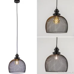 Zwarte hanglamp Karla met gaas><noscript><img width=