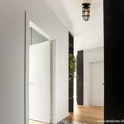 Zwarte Kooi- plafondlamp met glas></noscript>Straluma Outlet