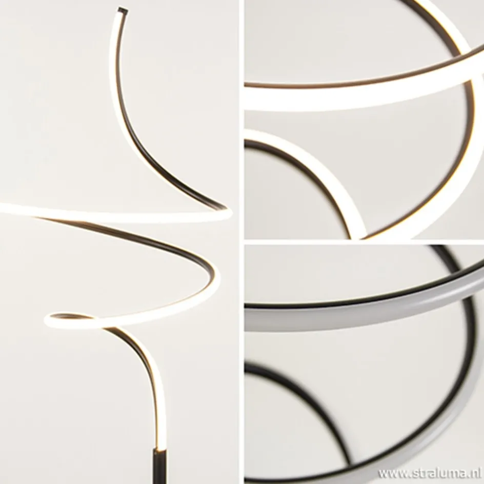 Zwarte krul vloerlamp LED dimbaar>Straluma Online