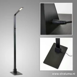 Zwarte led vloerlamp met touchdimmer>Straluma Outlet