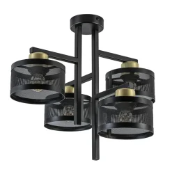 Zwarte 4-lichts plafondlamp met ronde kappen>Straluma