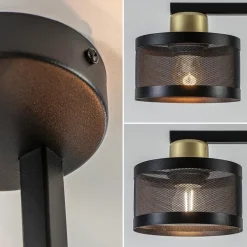 Zwarte 4-lichts plafondlamp met ronde kappen><noscript><img width=