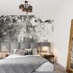 Zwarte 4-lichts plafondlamp met ronde kappen><noscript><img width=