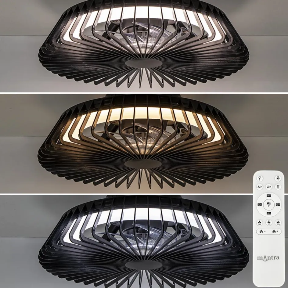 Zwarte plafondventilator mini met dimbaar LED>Straluma Best