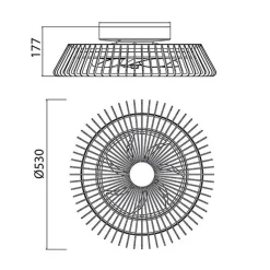 Zwarte plafondventilator mini met dimbaar LED><noscript><img width=