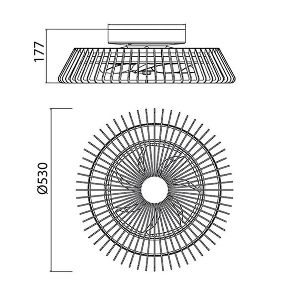 Zwarte plafondventilator mini met dimbaar LED>Straluma Best