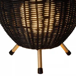 Zwarte rotan tafellamp met gouden driepoot><noscript><img width=