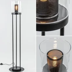 Zwarte vloerlamp met cilinder kap helder glas>Straluma Clearance