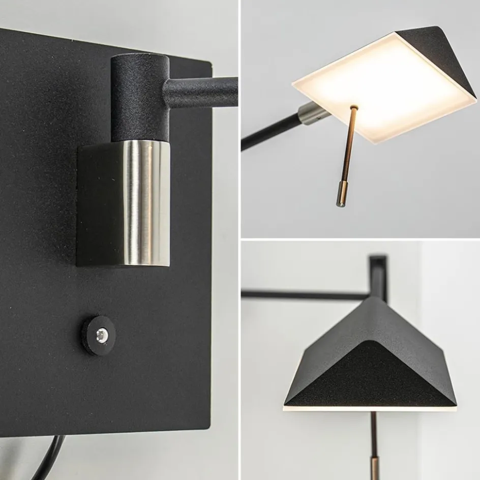 Zwarte wandlamp inclusief dimbaar LED en verstelbare arm>Straluma