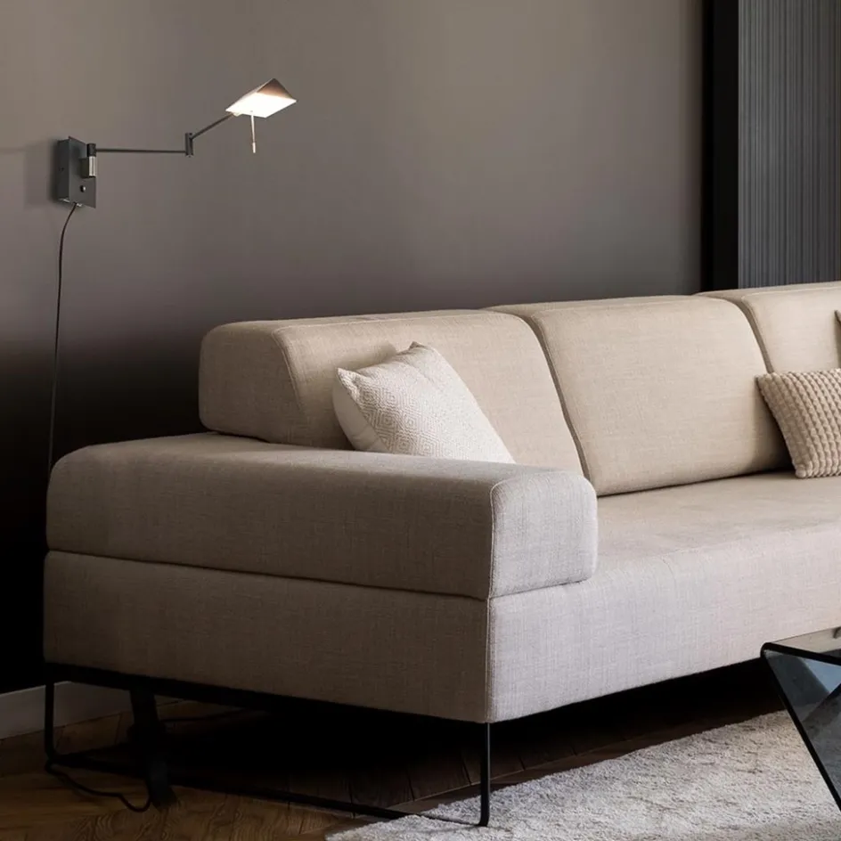 Zwarte wandlamp inclusief dimbaar LED en verstelbare arm>Straluma