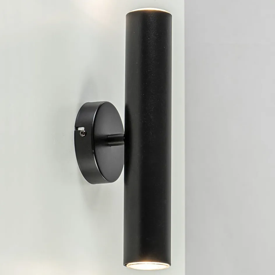 Zwarte wandlamp up+down cilinder GU10>Straluma Clearance