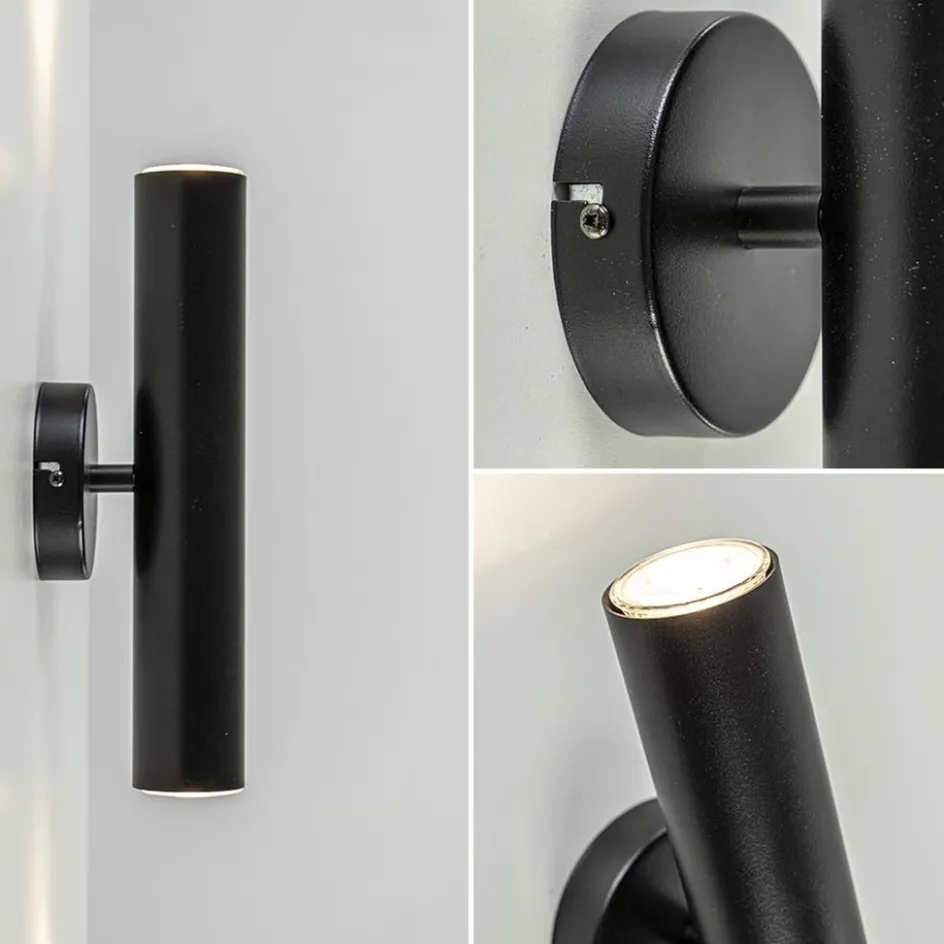 Zwarte wandlamp up+down cilinder GU10>Straluma Clearance