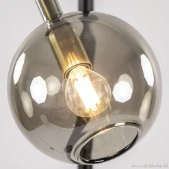 Zwart/messing vloerlamp met smoke glas></noscript>Straluma Hot